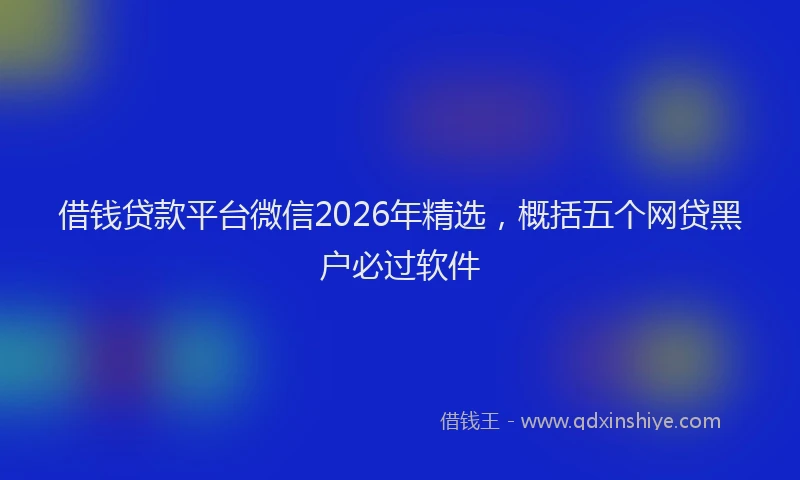 借钱贷款平台微信2026年精选，概括五个网贷黑户必过软件