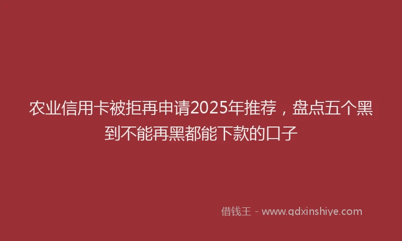农业信用卡被拒再申请2025年推荐,盘点五个黑到不能再黑都能下款的口子