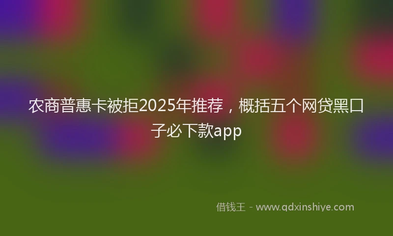 农商普惠卡被拒2025年推荐，概括五个网贷黑口子必下款app
