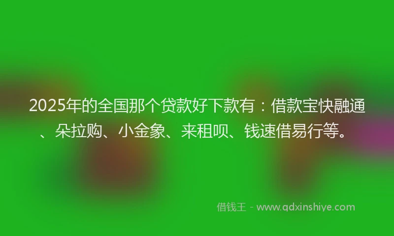 2025年的全国那个贷款好下款有：借款宝快融通、朵拉购、小金象、来租呗、钱速借易行等。
