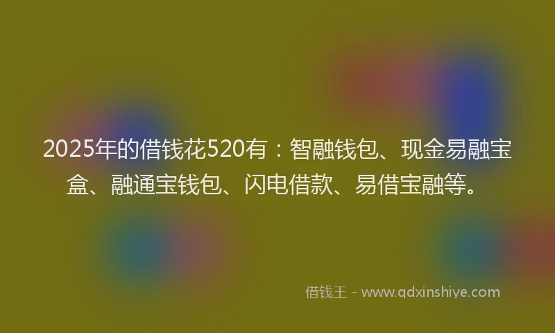 2025年的借钱花520有：智融钱包、现金易融宝盒、融通宝钱包、闪电借款、易借宝融等。