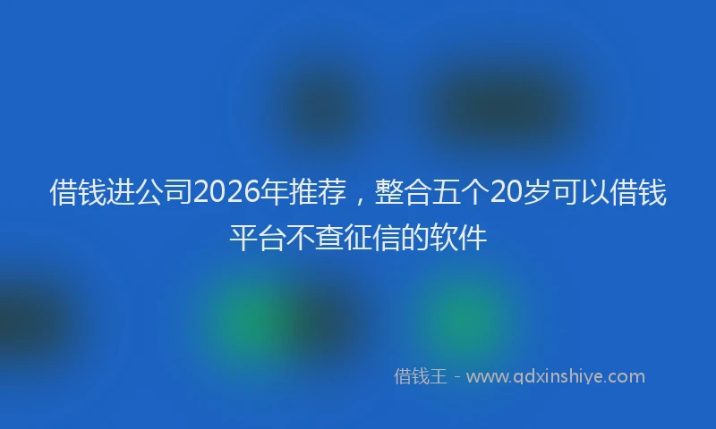 借钱进公司2026年推荐，整合五个20岁可以借钱平台不查征信的软件