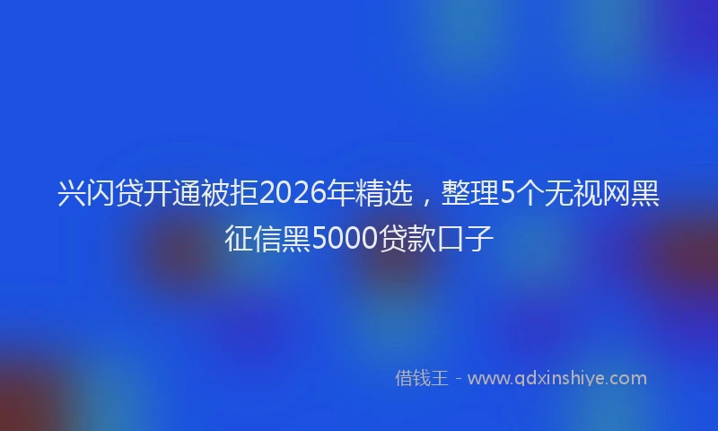 兴闪贷开通被拒2026年精选，整理5个无视网黑征信黑5000贷款口子
