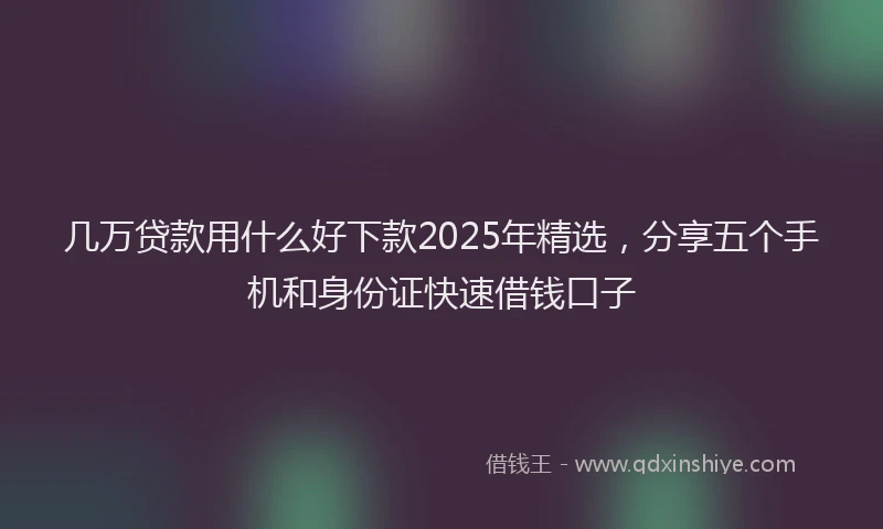 几万贷款用什么好下款2025年精选，分享五个手机和身份证快速借钱口子