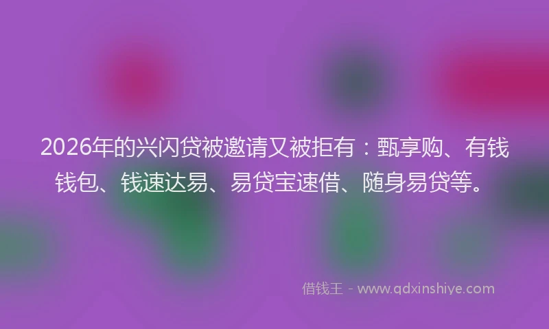 2026年的兴闪贷被邀请又被拒有：甄享购、有钱钱包、钱速达易、易贷宝速借、随身易贷等。