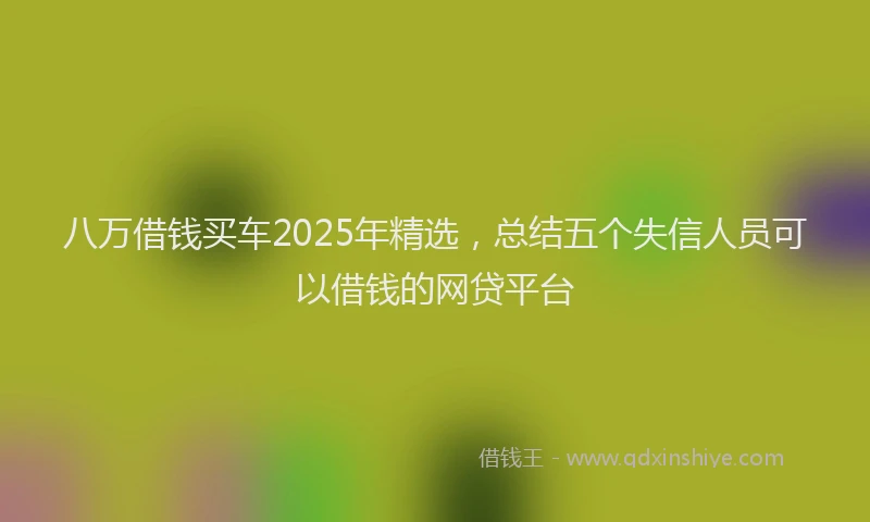 八万借钱买车2025年精选，总结五个失信人员可以借钱的网贷平台