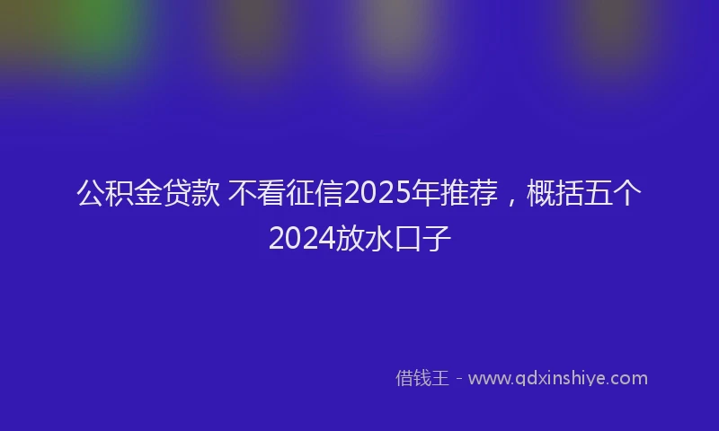 公积金贷款 不看征信2025年推荐，概括五个2024放水口子