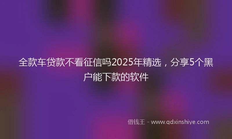 全款车贷款不看征信吗2025年精选，分享5个黑户能下款的软件