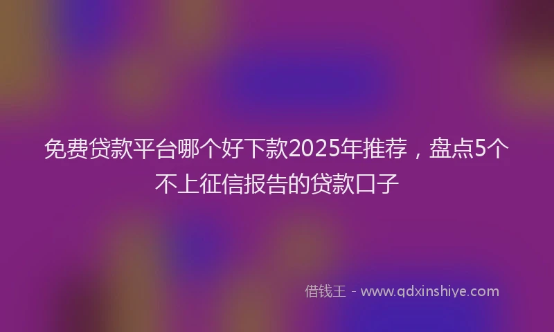 免费贷款平台哪个好下款2025年推荐，盘点5个不上征信报告的贷款口子