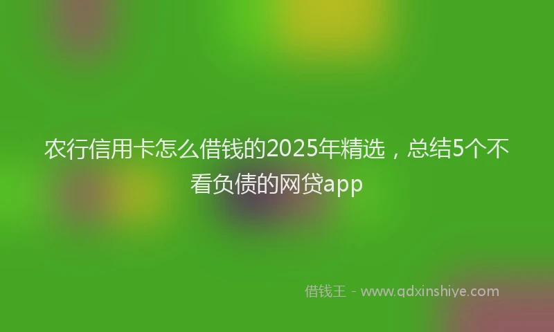 农行信用卡怎么借钱的2025年精选，总结5个不看负债的网贷app