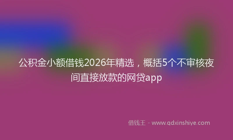 公积金小额借钱2026年精选，概括5个不审核夜间直接放款的网贷app