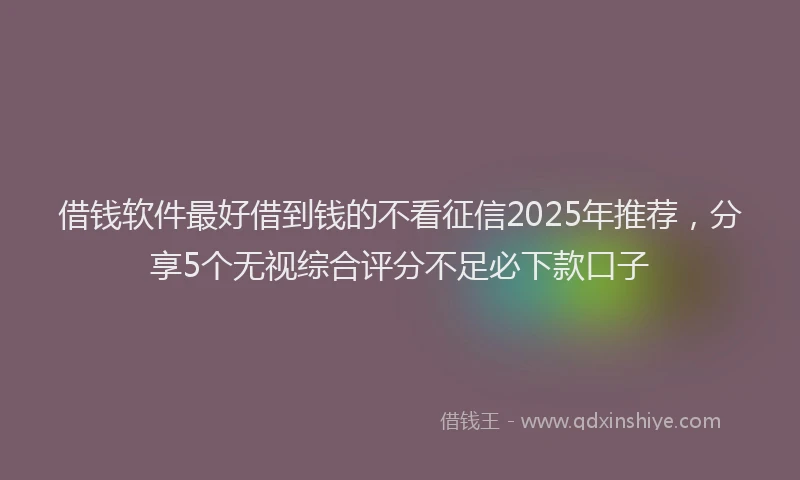 借钱软件最好借到钱的不看征信2025年推荐，分享5个无视综合评分不足必下款口子