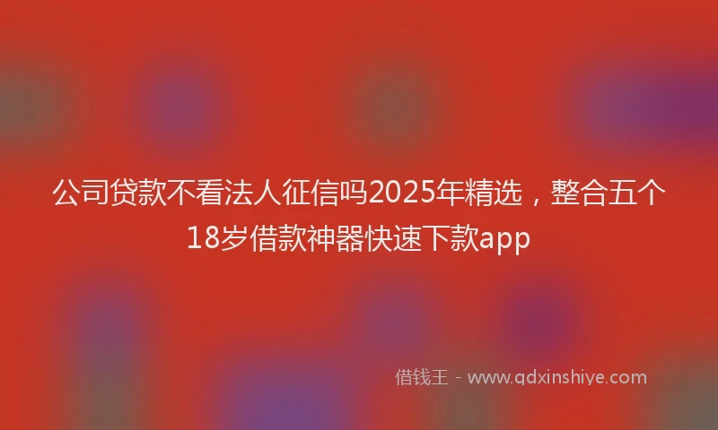 公司贷款不看法人征信吗2025年精选,整合五个18岁借款神器快速下款app