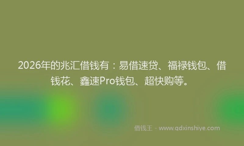 2026年的兆汇借钱有：易借速贷、福禄钱包、借钱花、鑫速Pro钱包、超快购等。