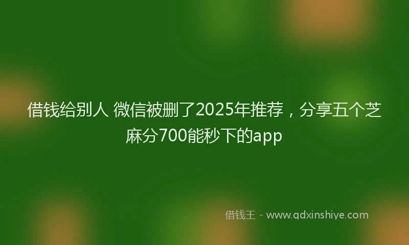 借钱给别人 微信被删了2025年推荐，分享五个芝麻分700能秒下的app