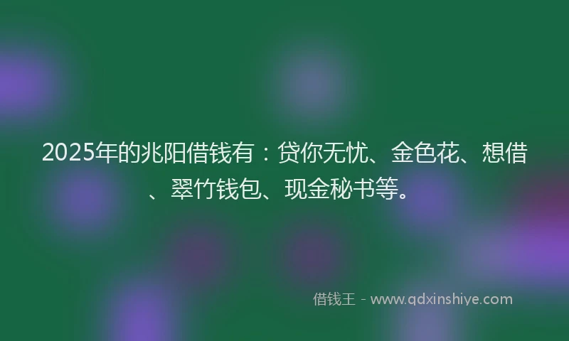 2025年的兆阳借钱有：贷你无忧、金色花、想借、翠竹钱包、现金秘书等。