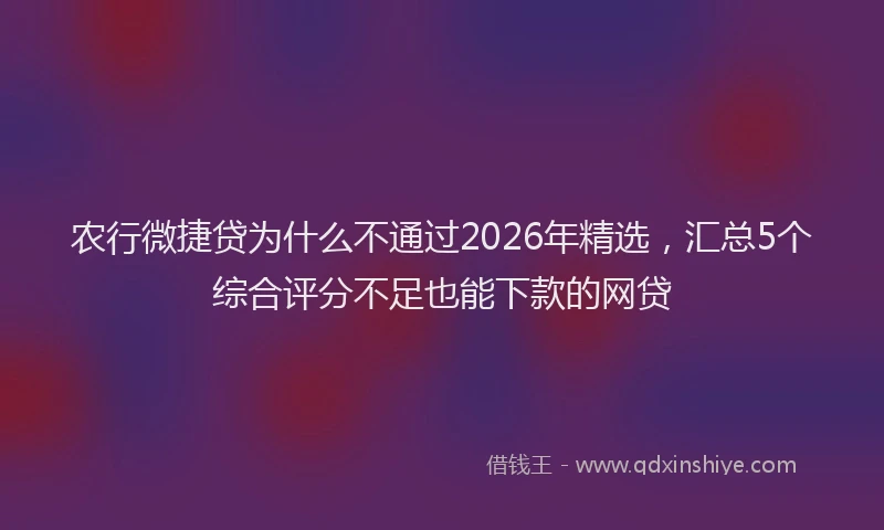 农行微捷贷为什么不通过2026年精选，汇总5个综合评分不足也能下款的网贷