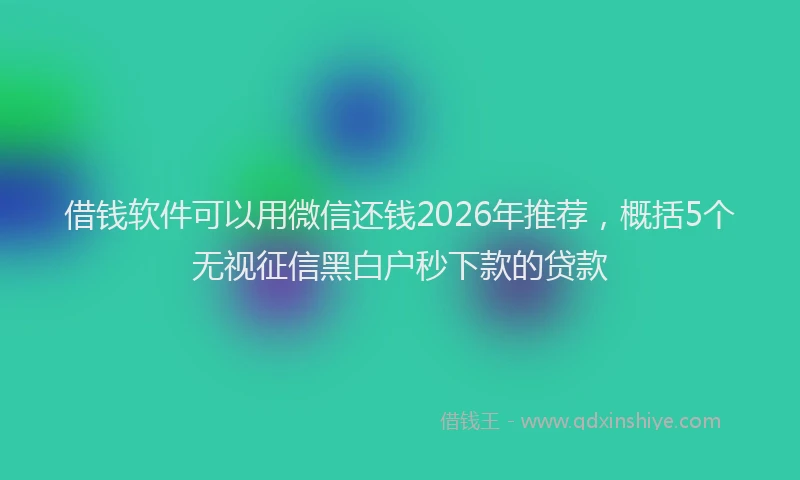 借钱软件可以用微信还钱2026年推荐，概括5个无视征信黑白户秒下款的贷款