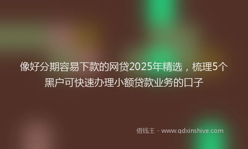 像好分期容易下款的网贷2025年精选，梳理5个黑户可快速办理小额贷款业务的口子