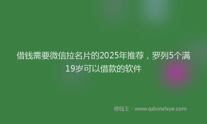 借钱需要微信拉名片的2025年推荐，罗列5个满19岁可以借款的软件