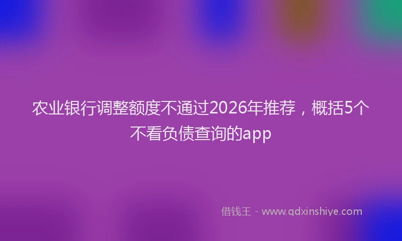 农业银行调整额度不通过2026年推荐,概括5个不看负债查询的app