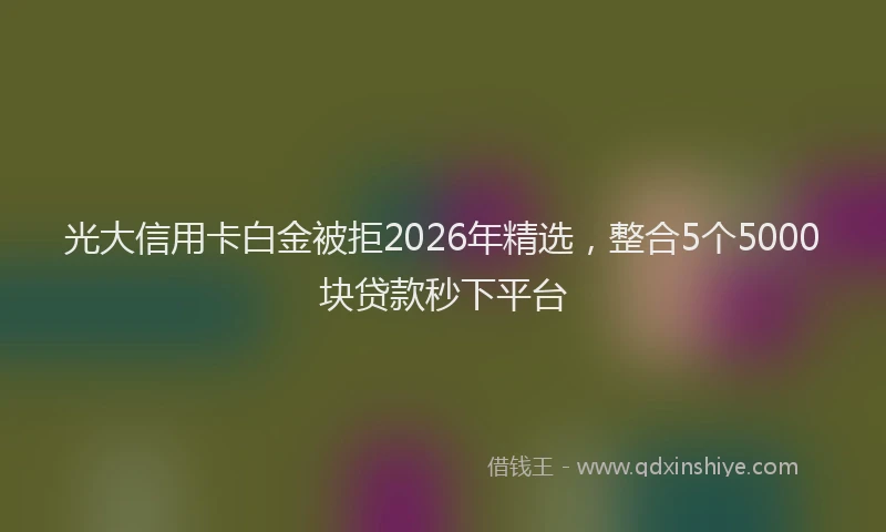 光大信用卡白金被拒2026年精选，整合5个5000块贷款秒下平台