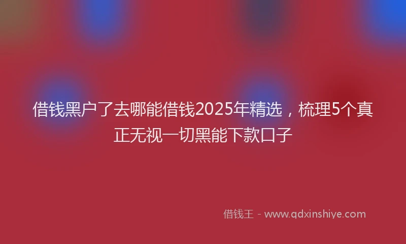 借钱黑户了去哪能借钱2025年精选，梳理5个真正无视一切黑能下款口子