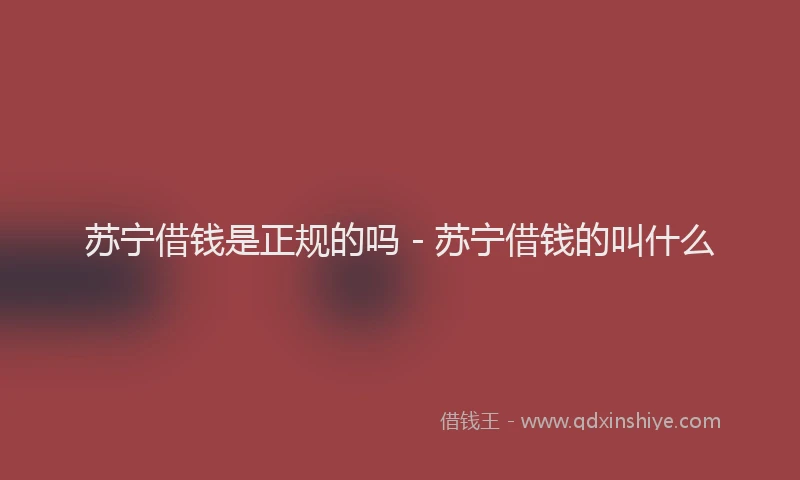 苏宁借钱是正规的吗 - 苏宁借钱的叫什么