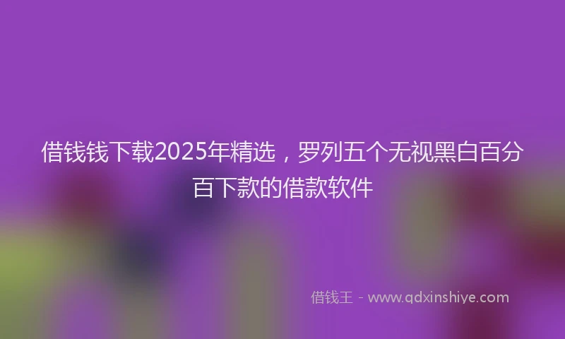 借钱钱下载2025年精选，罗列五个无视黑白百分百下款的借款软件