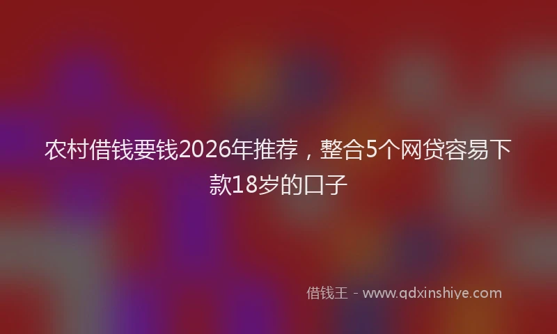 农村借钱要钱2026年推荐，整合5个网贷容易下款18岁的口子