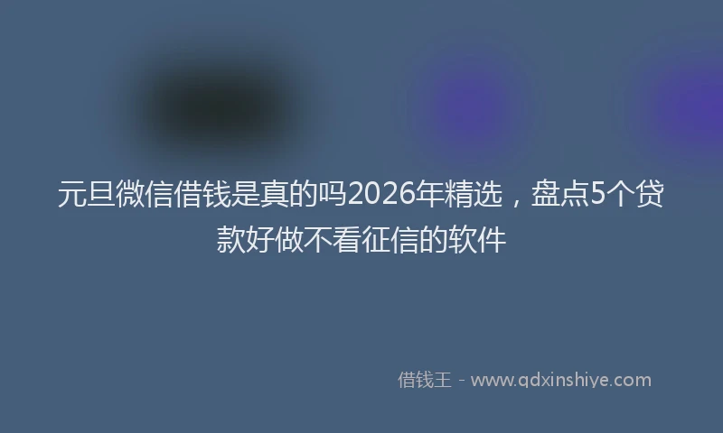 元旦微信借钱是真的吗2026年精选，盘点5个贷款好做不看征信的软件