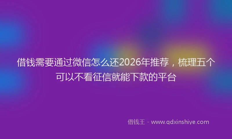 借钱需要通过微信怎么还2026年推荐,梳理五个可以不看征信就能下款的平台