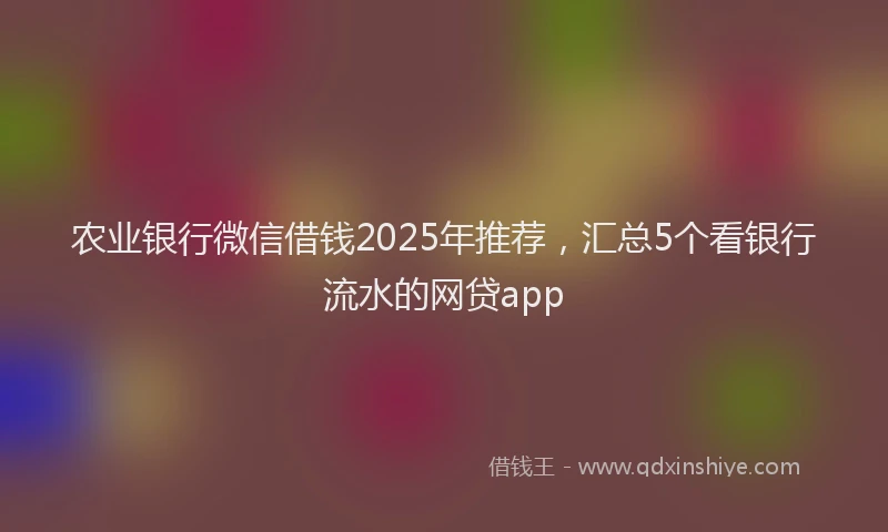 农业银行微信借钱2025年推荐，汇总5个看银行流水的网贷app
