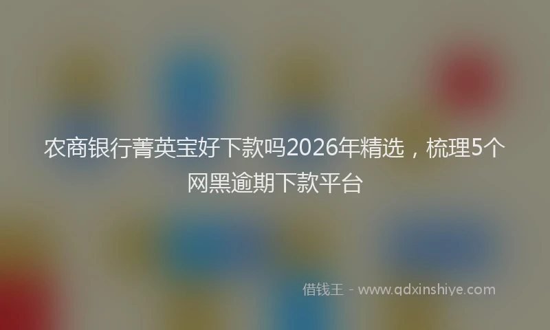 农商银行菁英宝好下款吗2026年精选,梳理5个网黑逾期下款平台