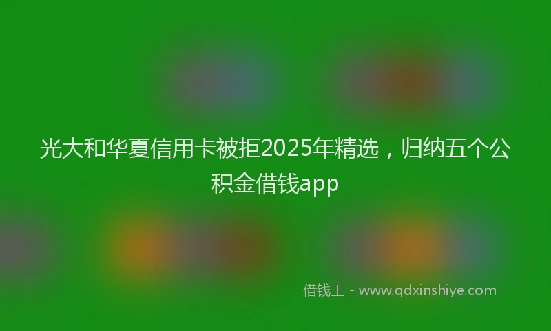 光大和华夏信用卡被拒2025年精选，归纳五个公积金借钱app