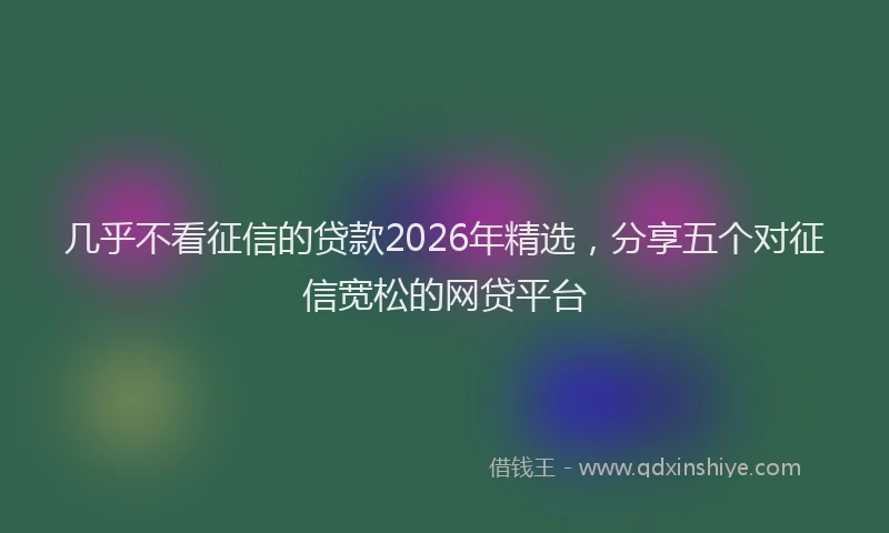 几乎不看征信的贷款2026年精选,分享五个对征信宽松的网贷平台