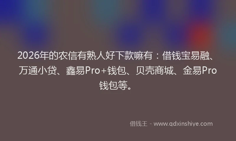 2026年的农信有熟人好下款嘛有：借钱宝易融、万通小贷、鑫易Pro+钱包、贝壳商城、金易Pro钱包等。