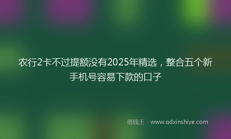 农行2卡不过提额没有2025年精选，整合五个新手机号容易下款的口子
