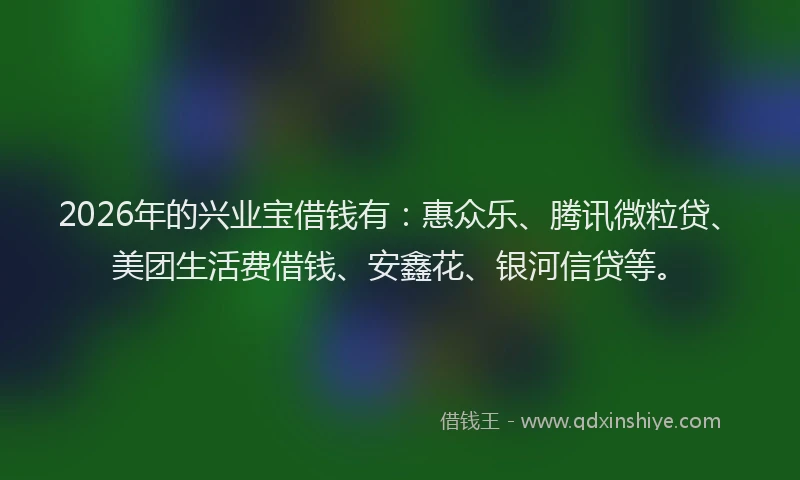 2026年的兴业宝借钱有：惠众乐、腾讯微粒贷、美团生活费借钱、安鑫花、银河信贷等。