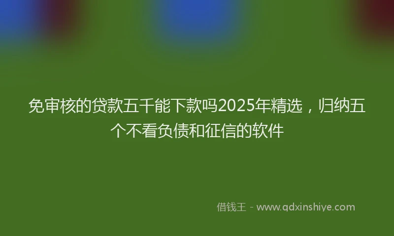 免审核的贷款五千能下款吗2025年精选,归纳五个不看负债和征信的软件