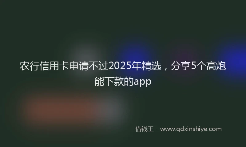 农行信用卡申请不过2025年精选，分享5个高炮能下款的app