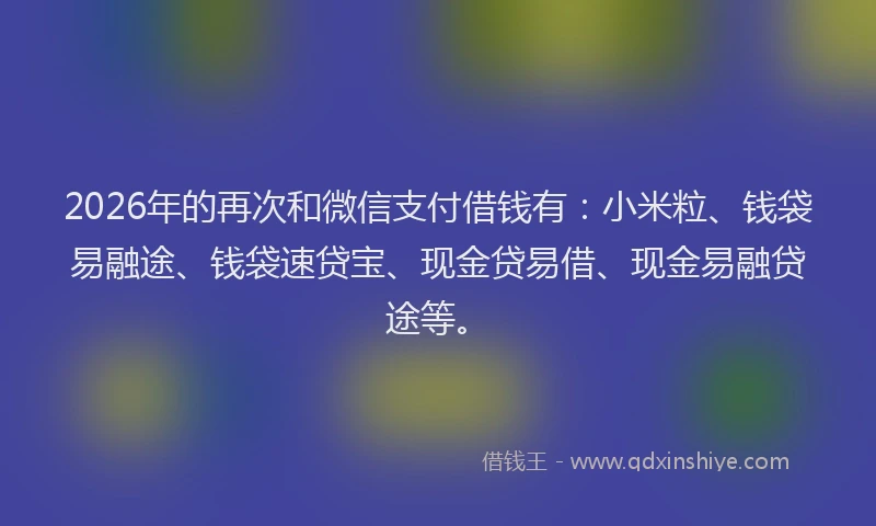 2026年的再次和微信支付借钱有：小米粒、钱袋易融途、钱袋速贷宝、现金贷易借、现金易融贷途等。