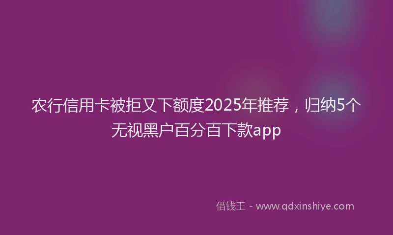 农行信用卡被拒又下额度2025年推荐，归纳5个无视黑户百分百下款app