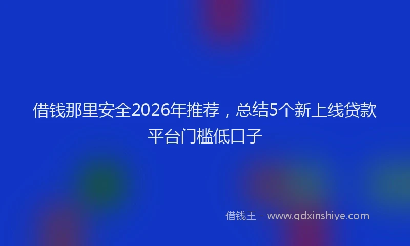 借钱那里安全2026年推荐，总结5个新上线贷款平台门槛低口子