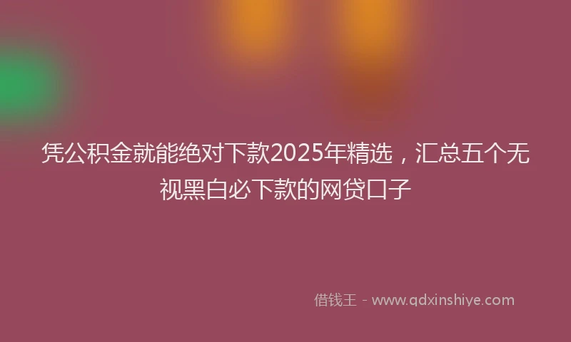 凭公积金就能绝对下款2025年精选，汇总五个无视黑白必下款的网贷口子