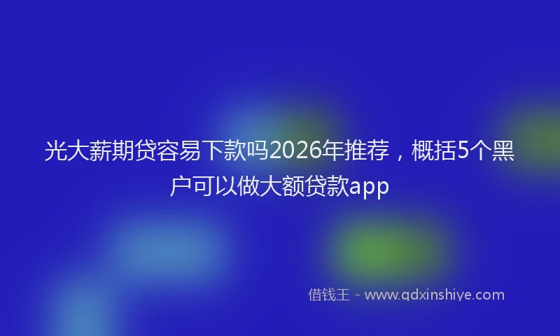 光大薪期贷容易下款吗2026年推荐，概括5个黑户可以做大额贷款app