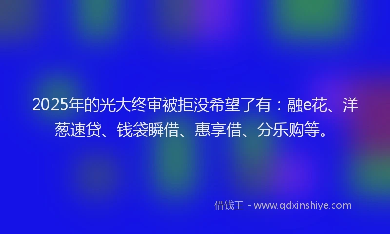 2025年的光大终审被拒没希望了有：融e花、洋葱速贷、钱袋瞬借、惠享借、分乐购等。