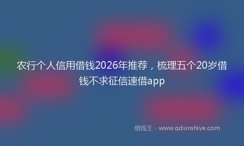 农行个人信用借钱2026年推荐,梳理五个20岁借钱不求征信速借app