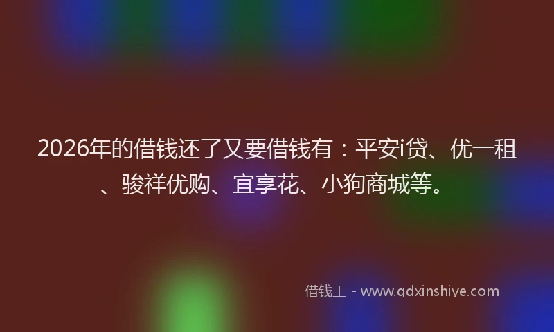 2026年的借钱还了又要借钱有：平安i贷、优一租、骏祥优购、宜享花、小狗商城等。