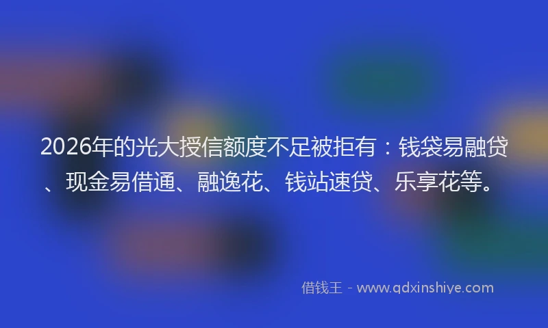 2026年的光大授信额度不足被拒有:钱袋易融贷、现金易借通、融逸花、钱站速贷、乐享花等。